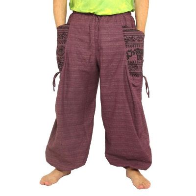 Harem pants ethno print with large side pockets purple