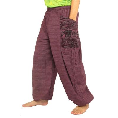 Harem pants ethno print with large side pockets purple