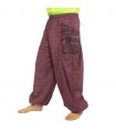 Harem pants ethno print with large side pockets purple