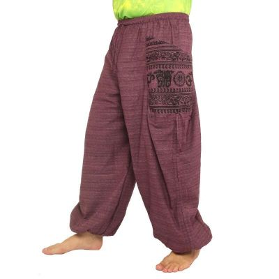 Harem pants ethno print with large side pockets purple