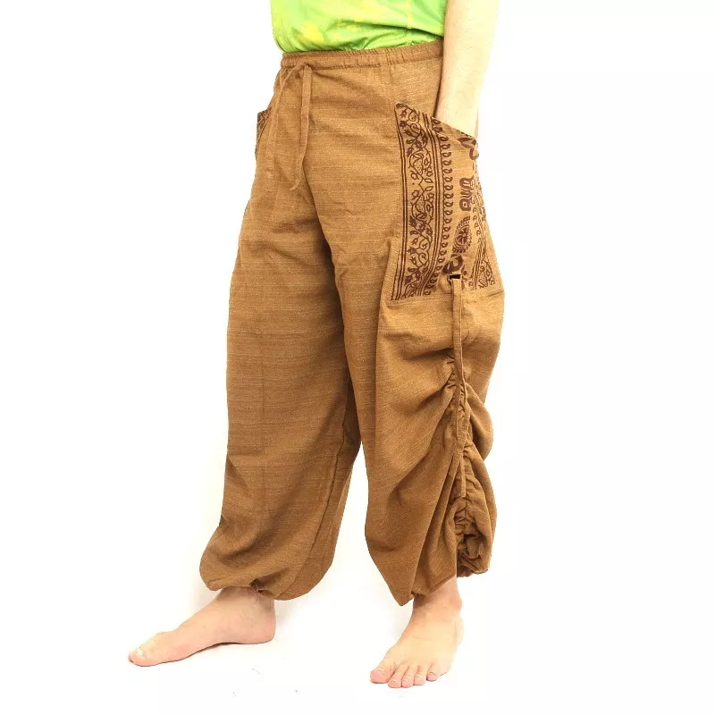 Thai Hippie Hose zum Zubinden Ethno Applikation aus schwerer Baumwolle