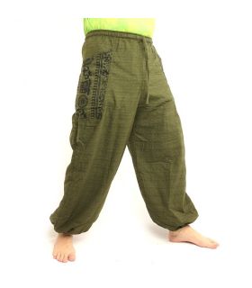 Thai Hippie Hose zum Zubinden Ethno Applikation aus schwerer Baumwolle