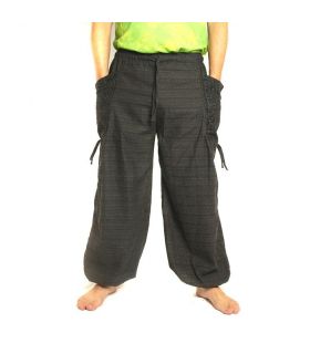 Harem pants meditation pants large side pockets Om Dharmachakra feet Buddhas cotton anthracite