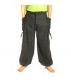 Harem pants meditation pants large side pockets Om Dharmachakra feet Buddhas cotton anthracite