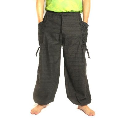 Harem pants meditation pants large side pockets Om Dharmachakra feet Buddhas cotton anthracite