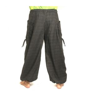 Harem pants meditation pants large side pockets Om Dharmachakra feet Buddhas cotton anthracite