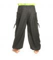 Harem pants meditation pants large side pockets Om Dharmachakra feet Buddhas cotton anthracite