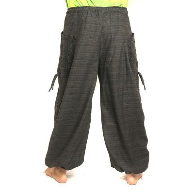 Harem pants meditation pants large side pockets Om Dharmachakra feet Buddhas cotton anthracite