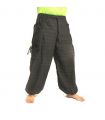Harem pants meditation pants large side pockets Om Dharmachakra feet Buddhas cotton anthracite