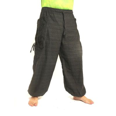 Harem pants meditation pants large side pockets Om Dharmachakra feet Buddhas cotton anthracite