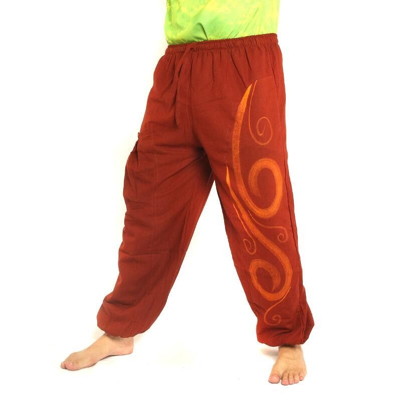 Chiller pants squiggle pattern dark orange
