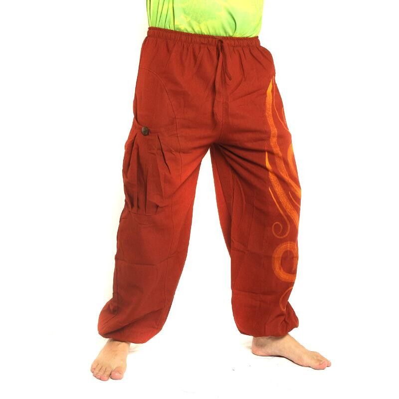 Chiller pants squiggle pattern dark orange
