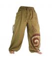 Harem pants for tying Spiral design in heavy cotton