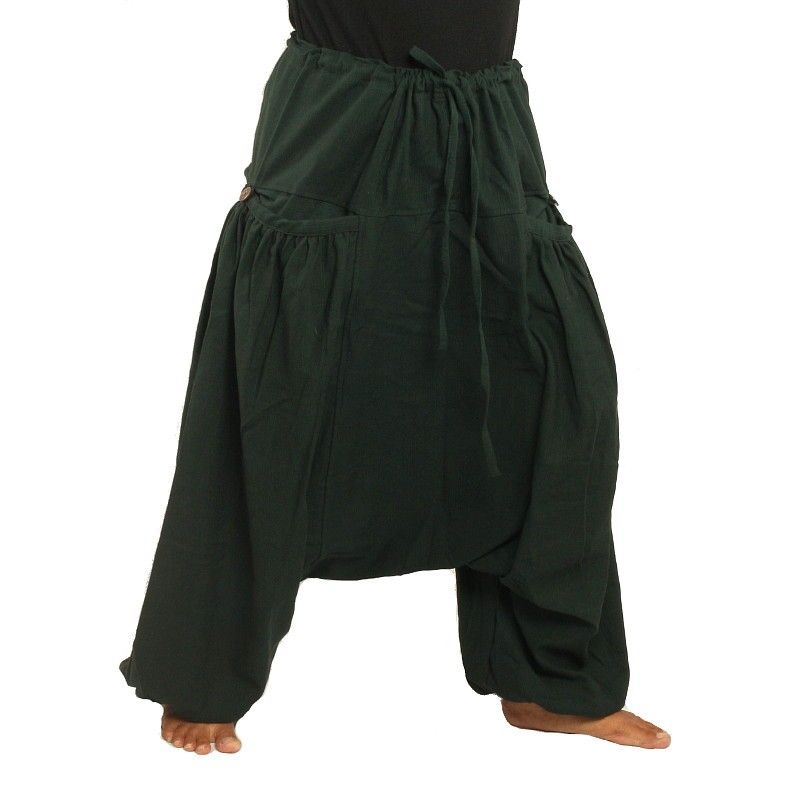 Aladdin pants with 2 deep side pockets, green