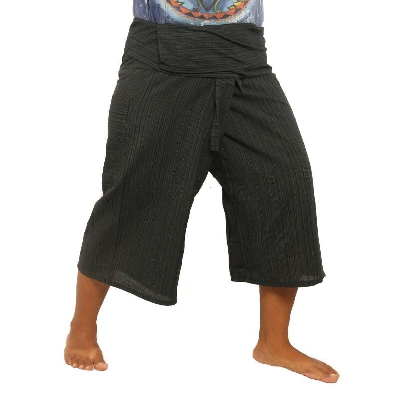 3/5 Thai Style Fisherman Pants - Black - Cotton CTF9