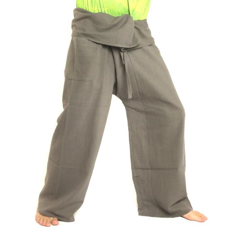 Pantalon de pêcheur thaïlandais - gris - coton extra long
