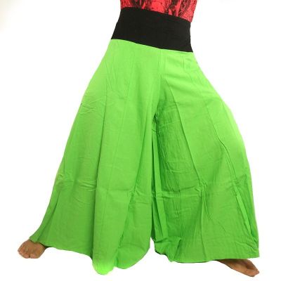 Pantalon samouraï en coton vert avec bordure noire