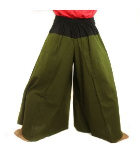Pantalon de samouraï en coton vert olive foncé
