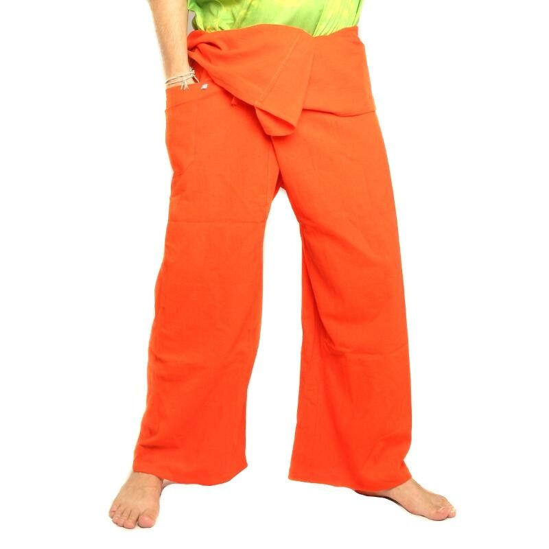 Thai Fischerhose - orange - extra lang Baumwolle