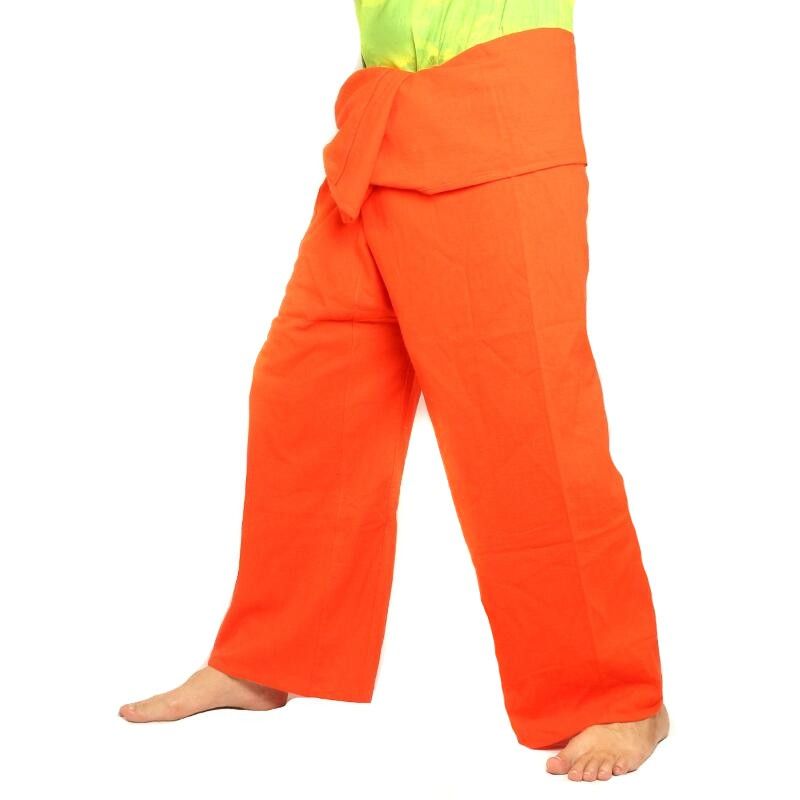 Thai Fischerhose - orange - extra lang Baumwolle
