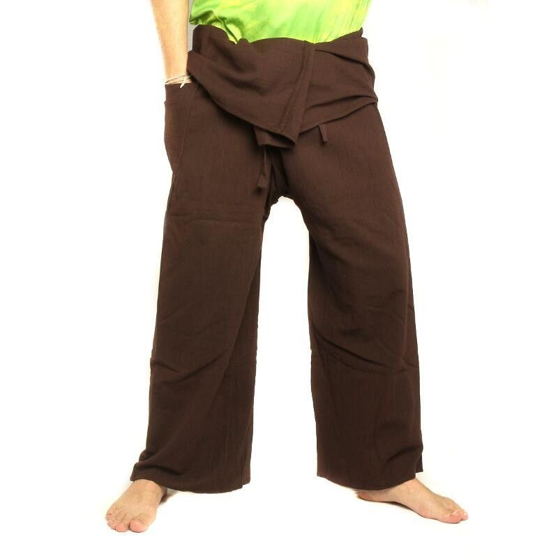 Thai Fischerhose - braun - extra lang Baumwolle