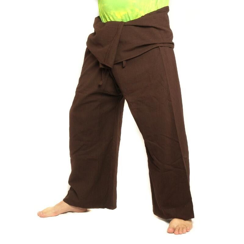 Thai Fischerhose - braun - extra lang Baumwolle