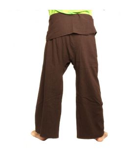 Pantalon de pêcheur thaïlandais - brun - coton extra long