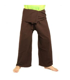 Pantalon de pêcheur thaïlandais - brun - coton extra long