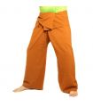 Pantalon de pêcheur thaïlandais - jaune ocre - coton extra long