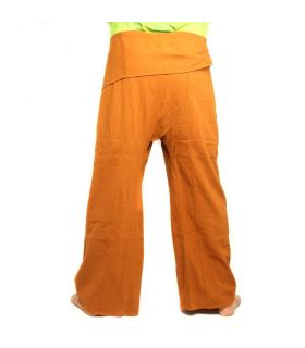 Pantalon de pêcheur thaïlandais - jaune ocre - coton extra long