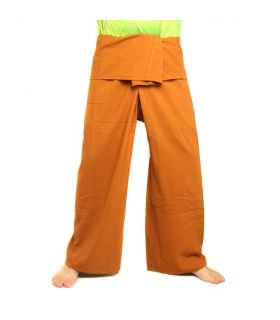 Pantalon de pêcheur thaïlandais - jaune ocre - coton extra long