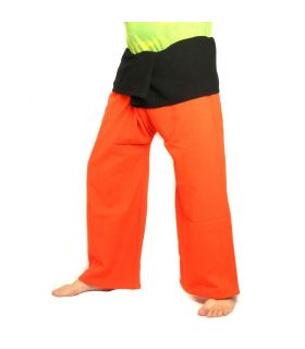 pantalones pescador tailandés extra largo - en dos tonos negro naranja - Algodón