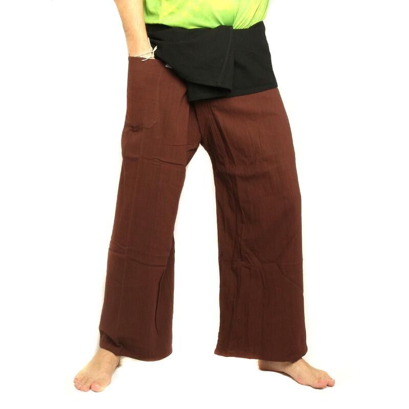 Thai Fischerhose  extra lang- zweifarbig - braun schwarz Baumwolle