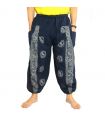 Om Goa Hose mit floralem Druck blau