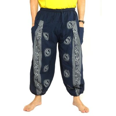 Om Goa Hose mit floralem Druck blau