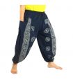 Om Goa Hose mit floralem Druck blau