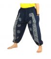Om Goa Hose mit floralem Druck blau