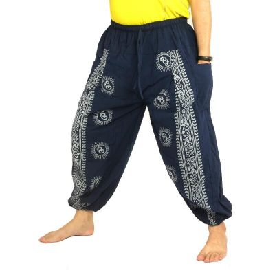 Om Goa Hose mit floralem Druck blau