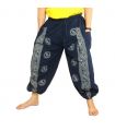 Om Goa Hose mit floralem Druck blau