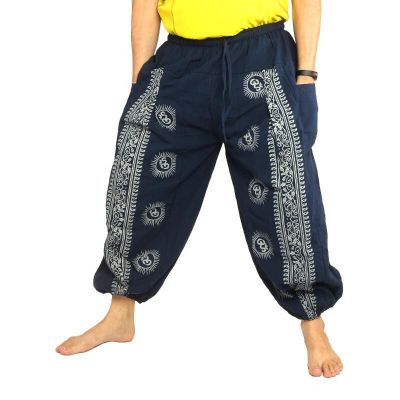 Om Goa Hose mit floralem Druck blau