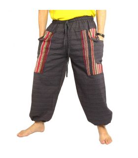 pantalones tailandeses aplicación de tela antracita Cottonmix