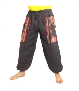 Thai pants Cottonmix with fabric application anthracite