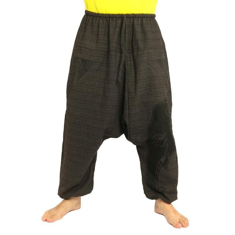 Aladdin Pants elephant head print - black