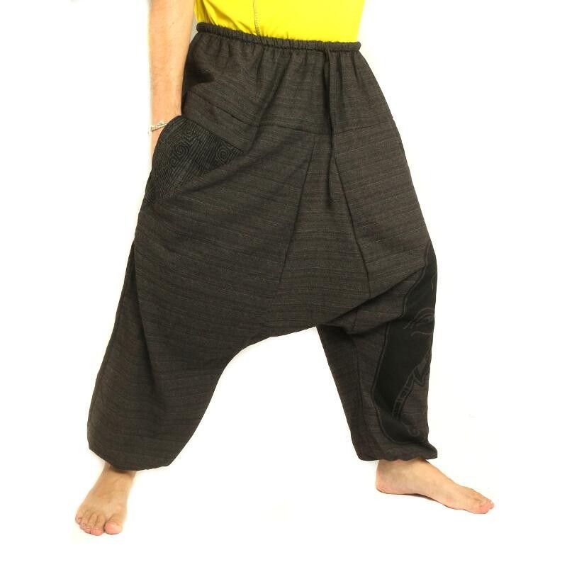 Aladdin Pants elephant head print - black