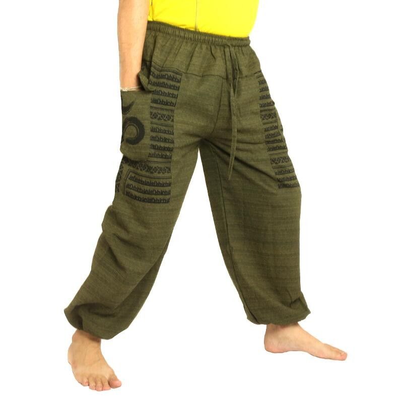 Pantalones de harén de Goa Om de corte alto verde