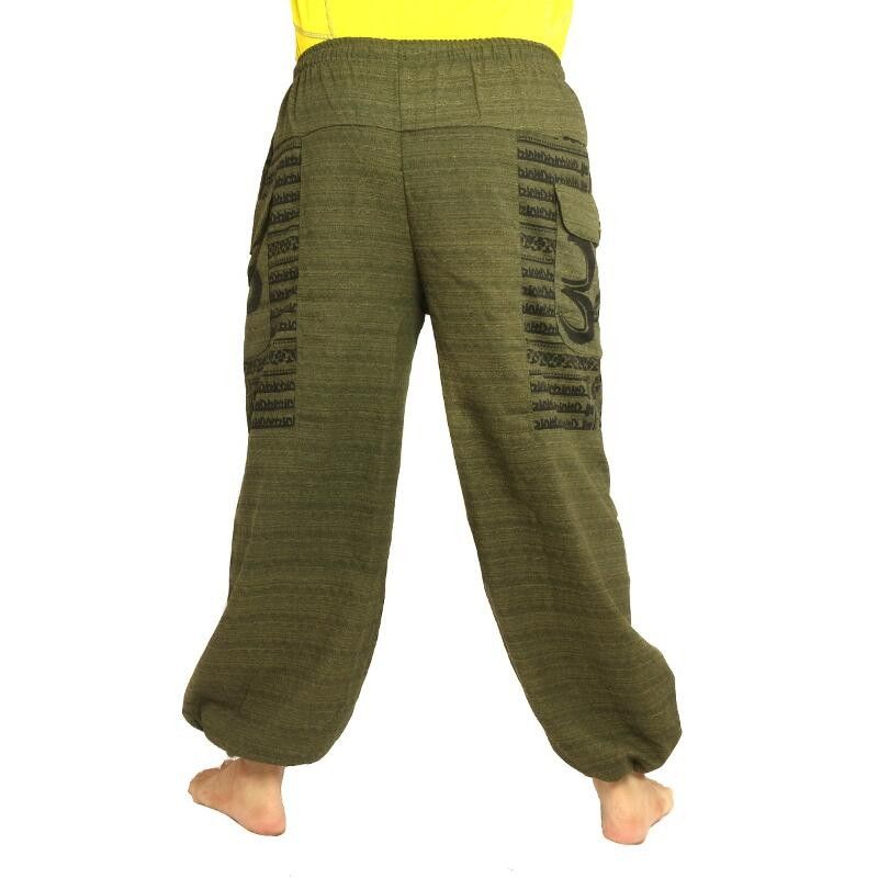 Pantalones de harén de Goa Om de corte alto verde