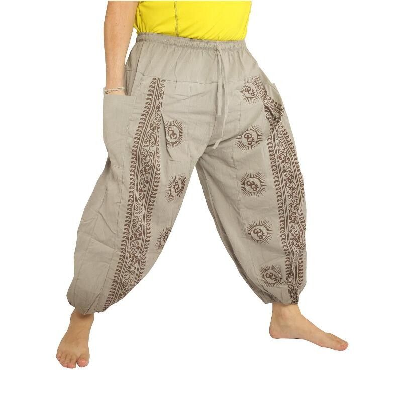 Om Goa trousers with floral print gray