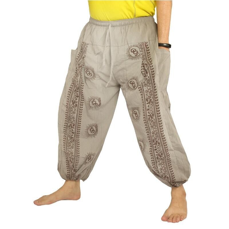 Om Goa trousers with floral print gray