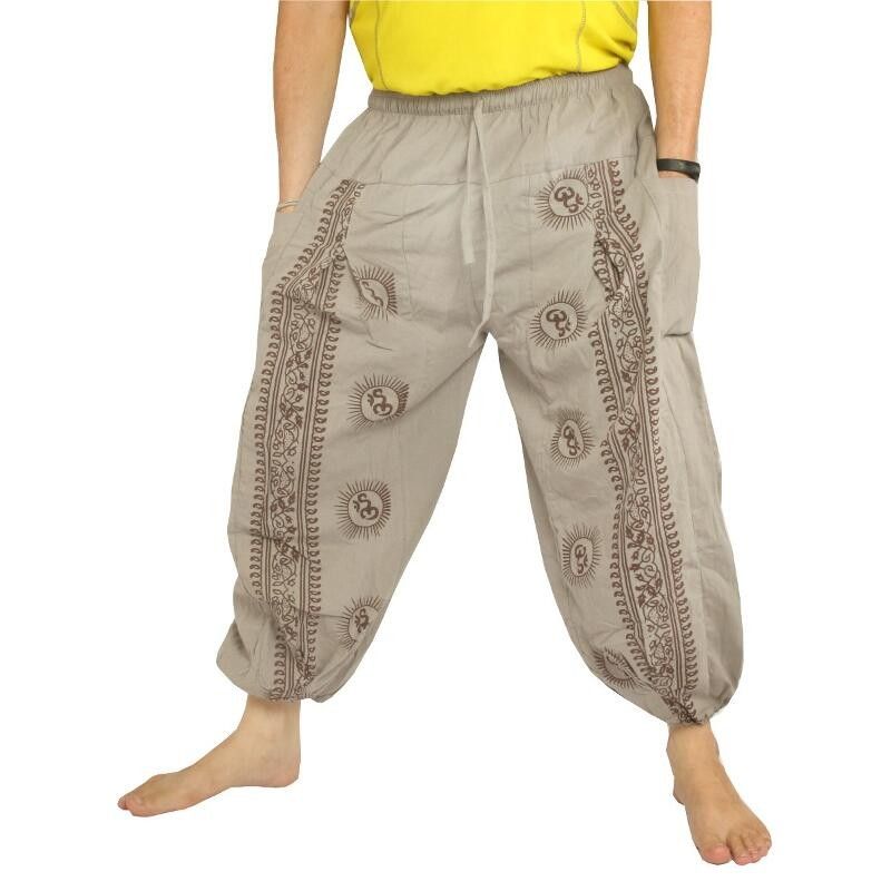 Om Goa trousers with floral print gray