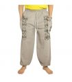Thai Hose grau Baumwolle - Ethno Print